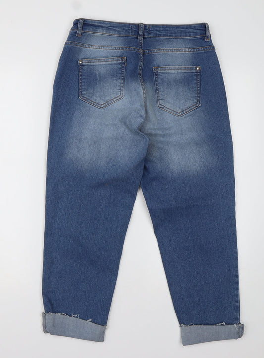 Select Womens Blue  Cotton Cropped Jeans Size 10 L24 in Regular Button