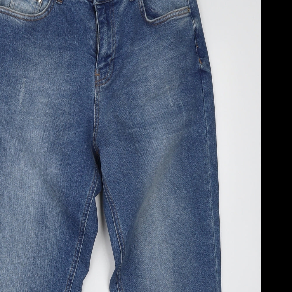 Select Womens Blue  Cotton Cropped Jeans Size 10 L24 in Regular Button