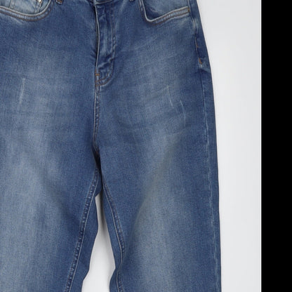 Select Womens Blue  Cotton Cropped Jeans Size 10 L24 in Regular Button