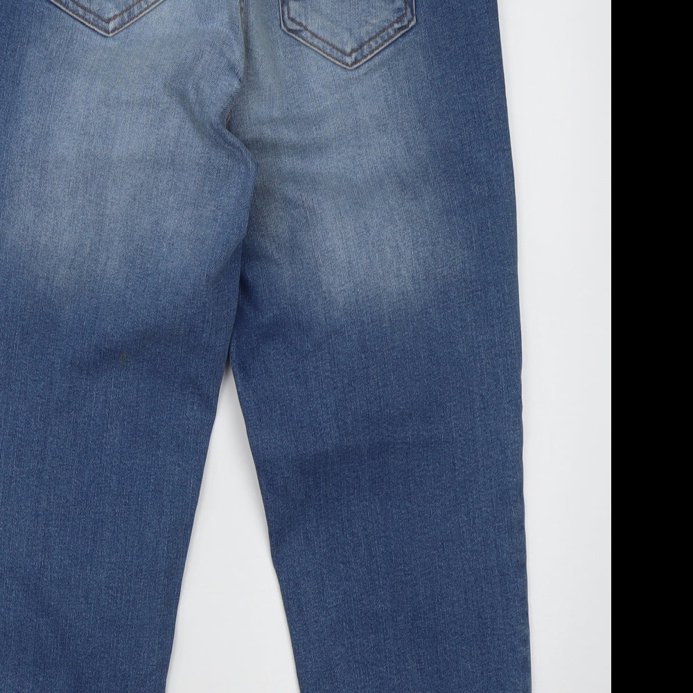 Select Womens Blue  Cotton Cropped Jeans Size 10 L24 in Regular Button