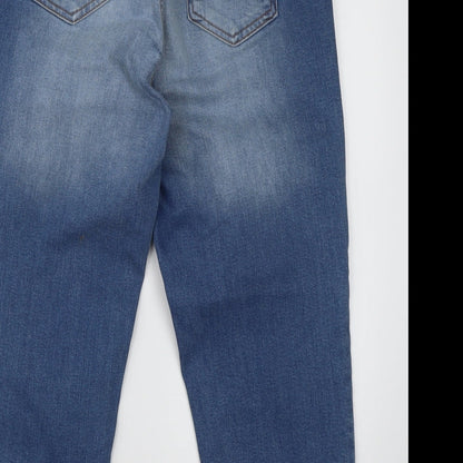 Select Womens Blue  Cotton Cropped Jeans Size 10 L24 in Regular Button