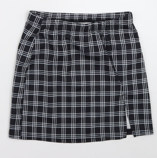 SheIn Womens Blue Check Polyester A-Line Skirt Size XS