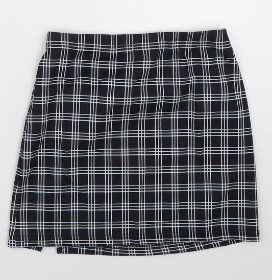 SheIn Womens Blue Check Polyester A-Line Skirt Size XS