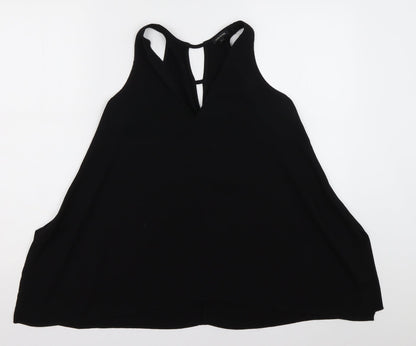 River Island Womens Black  Polyester Basic Tank Size 6 V-Neck