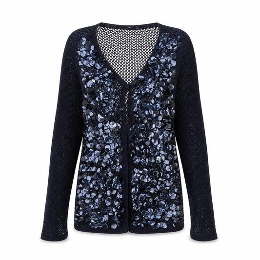 Womens UK Size S Roman Blue Cardigan Jumper