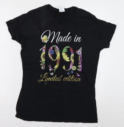 Womens UK Size M Port & Company Black Basic T-Shirt