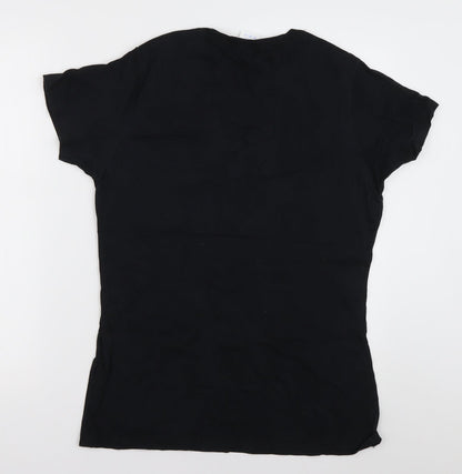 Womens UK Size M Port & Company Black Basic T-Shirt