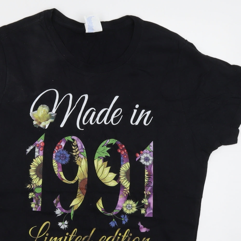 Womens UK Size M Port & Company Black Basic T-Shirt