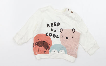 F&F Girls White  Cotton Pullover Jumper Size 3-6 Months  Pullover - keep us cool