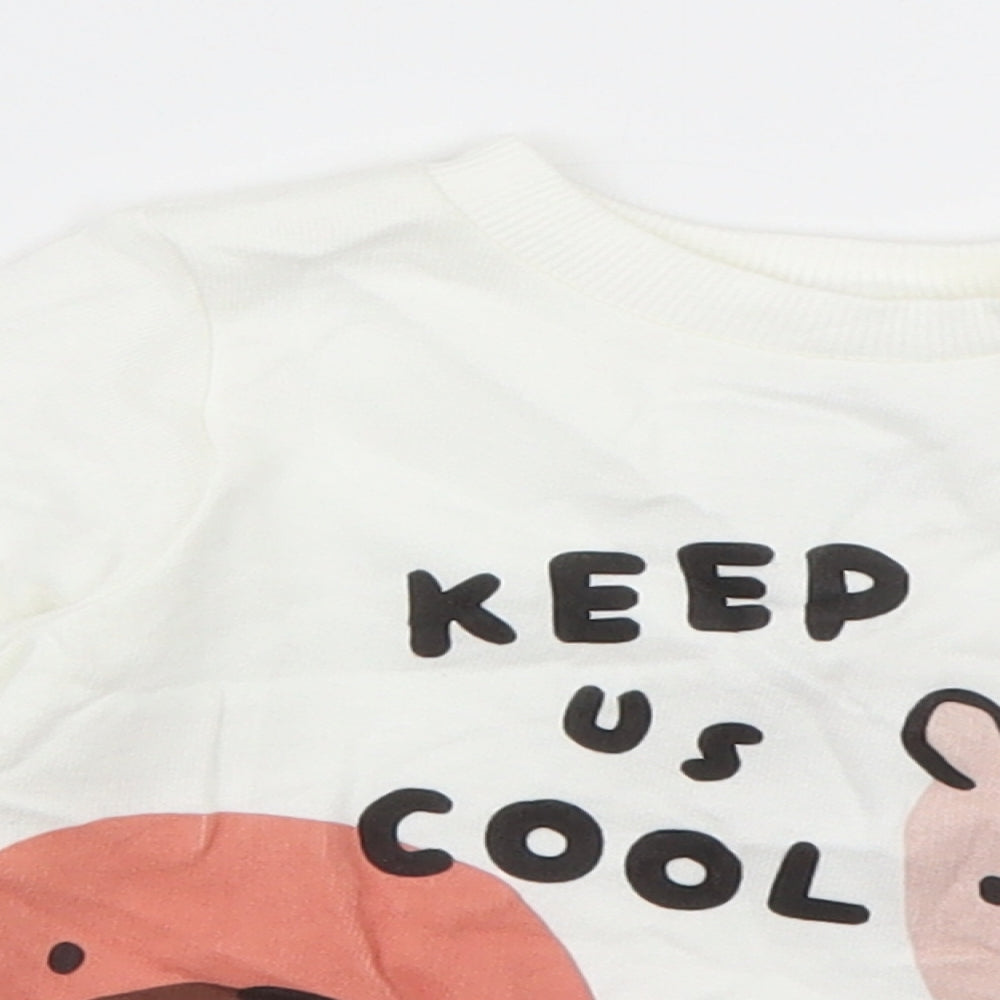 F&F Girls White  Cotton Pullover Jumper Size 3-6 Months  Pullover - keep us cool