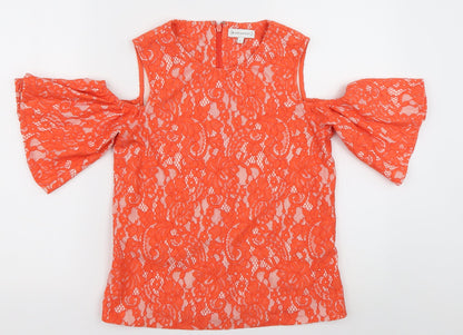 Womens UK Size 8 Warehouse Orange Basic Blouse