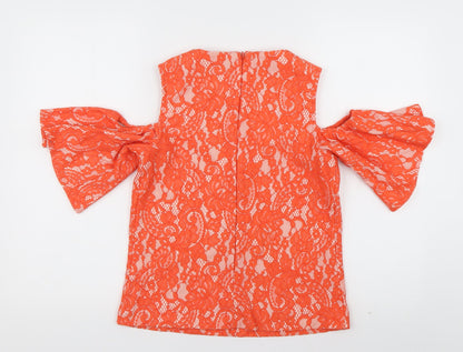 Womens UK Size 8 Warehouse Orange Basic Blouse
