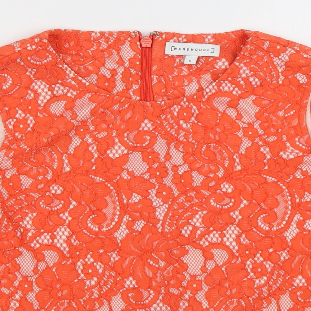 Womens UK Size 8 Warehouse Orange Basic Blouse