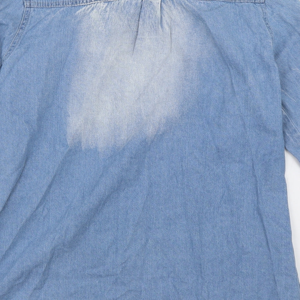 jovonista Womens Blue  Cotton Basic Button-Up Size 8 Collared