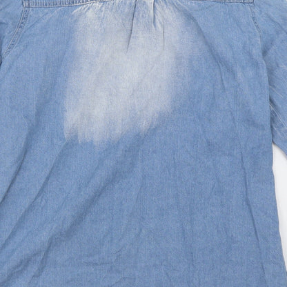 jovonista Womens Blue  Cotton Basic Button-Up Size 8 Collared