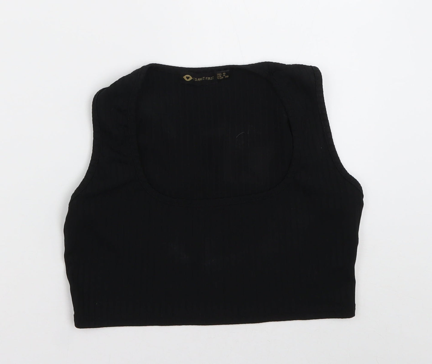 I SAW IT FIRST Womens Black  Polyester Cropped Tank Size 8 Scoop Neck