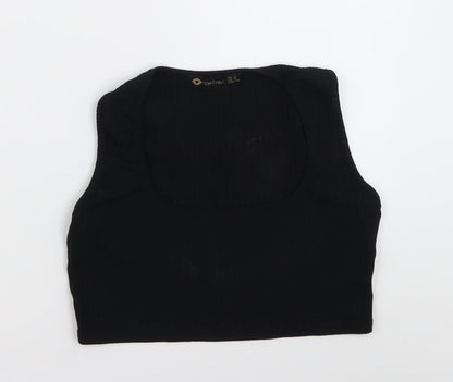 I SAW IT FIRST Womens Black  Polyester Cropped Tank Size 8 Scoop Neck