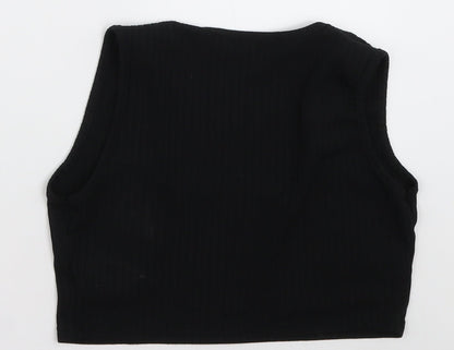 I SAW IT FIRST Womens Black  Polyester Cropped Tank Size 8 Scoop Neck