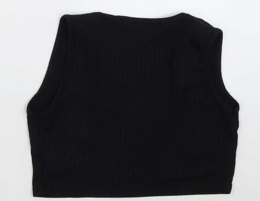 I SAW IT FIRST Womens Black  Polyester Cropped Tank Size 8 Scoop Neck