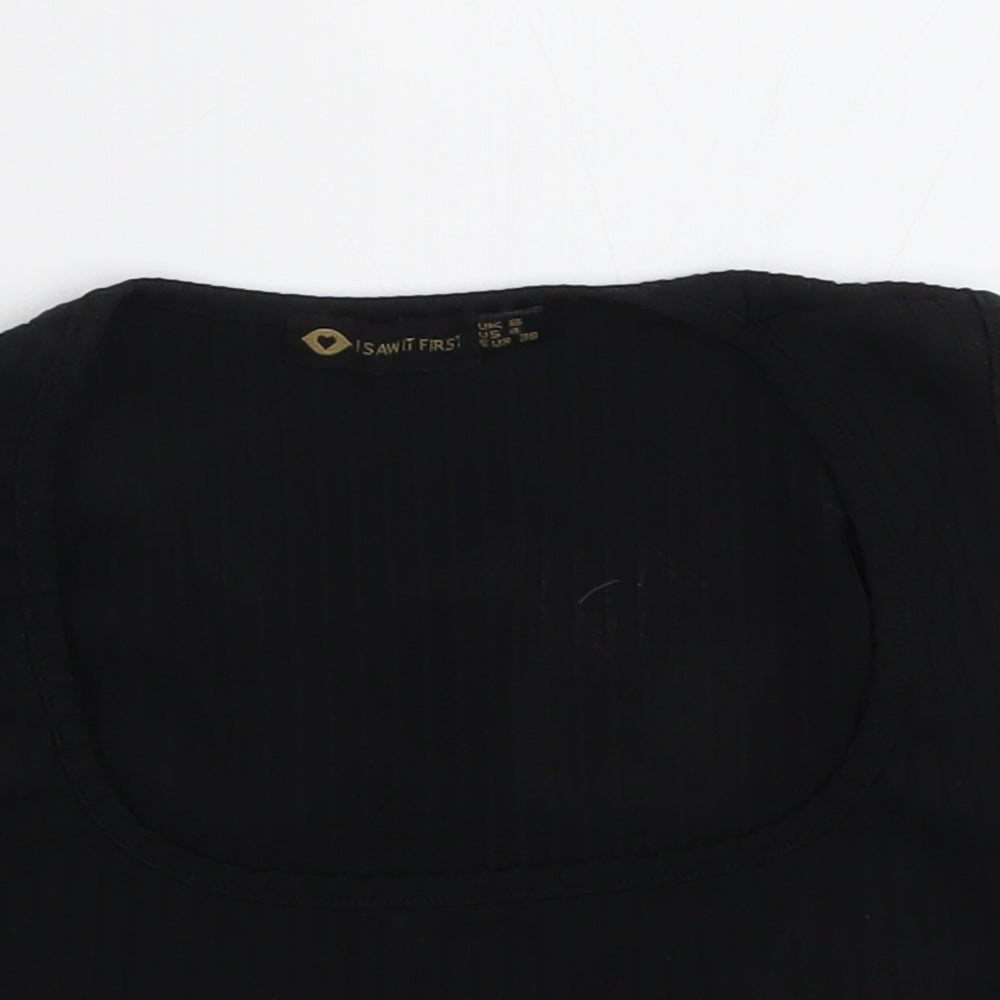 I SAW IT FIRST Womens Black  Polyester Cropped Tank Size 8 Scoop Neck