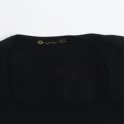 I SAW IT FIRST Womens Black  Polyester Cropped Tank Size 8 Scoop Neck