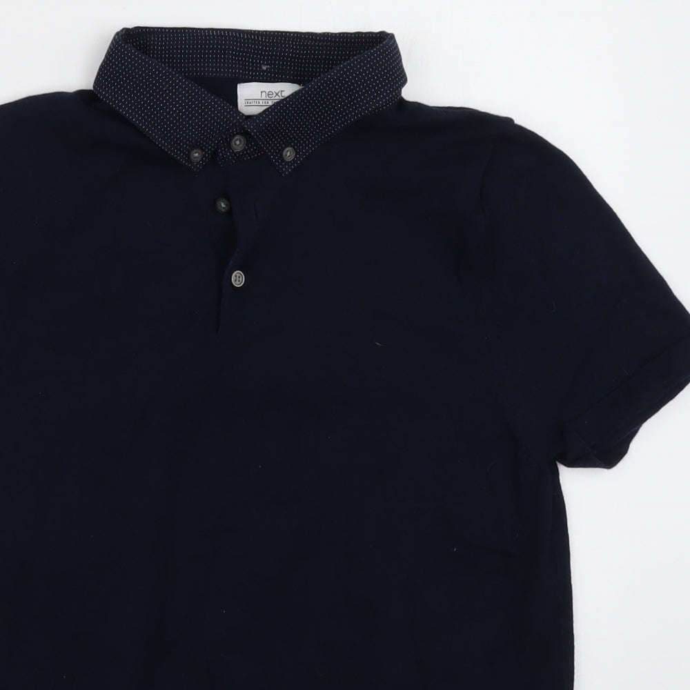 NEXT Mens Blue  Cotton  Polo Size XS Collared Button
