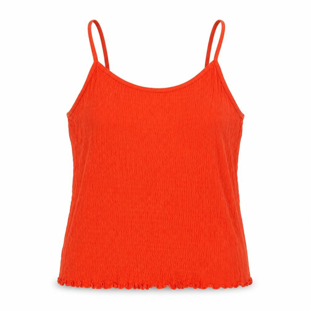 Front view of New Look women’s orange cotton cropped tank, size UK 6, square neck