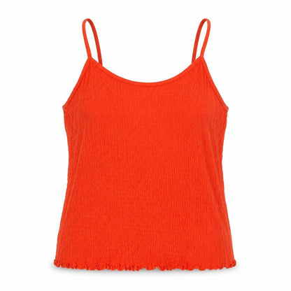 Front view of New Look women’s orange cotton cropped tank, size UK 6, square neck