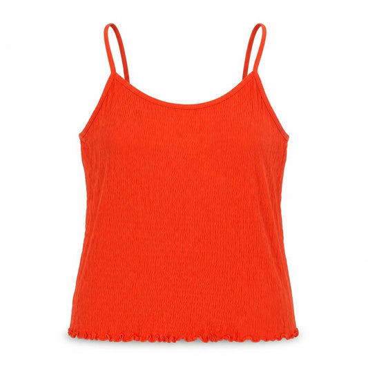 Front view of New Look women’s orange cotton cropped tank, size UK 6, square neck