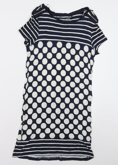 NEXT Womens Blue Polka Dot Viscose T-Shirt Dress  Size 10  Crew Neck Pullover