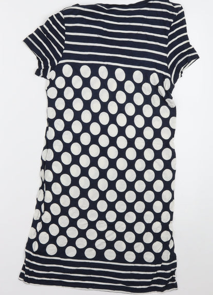NEXT Womens Blue Polka Dot Viscose T-Shirt Dress  Size 10  Crew Neck Pullover