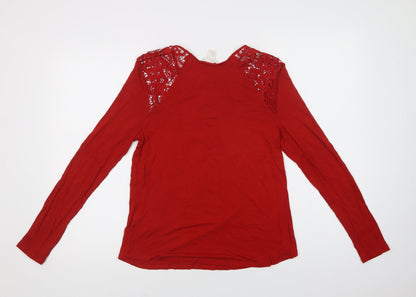 Womens UK Size M H&M Red Basic Blouse
