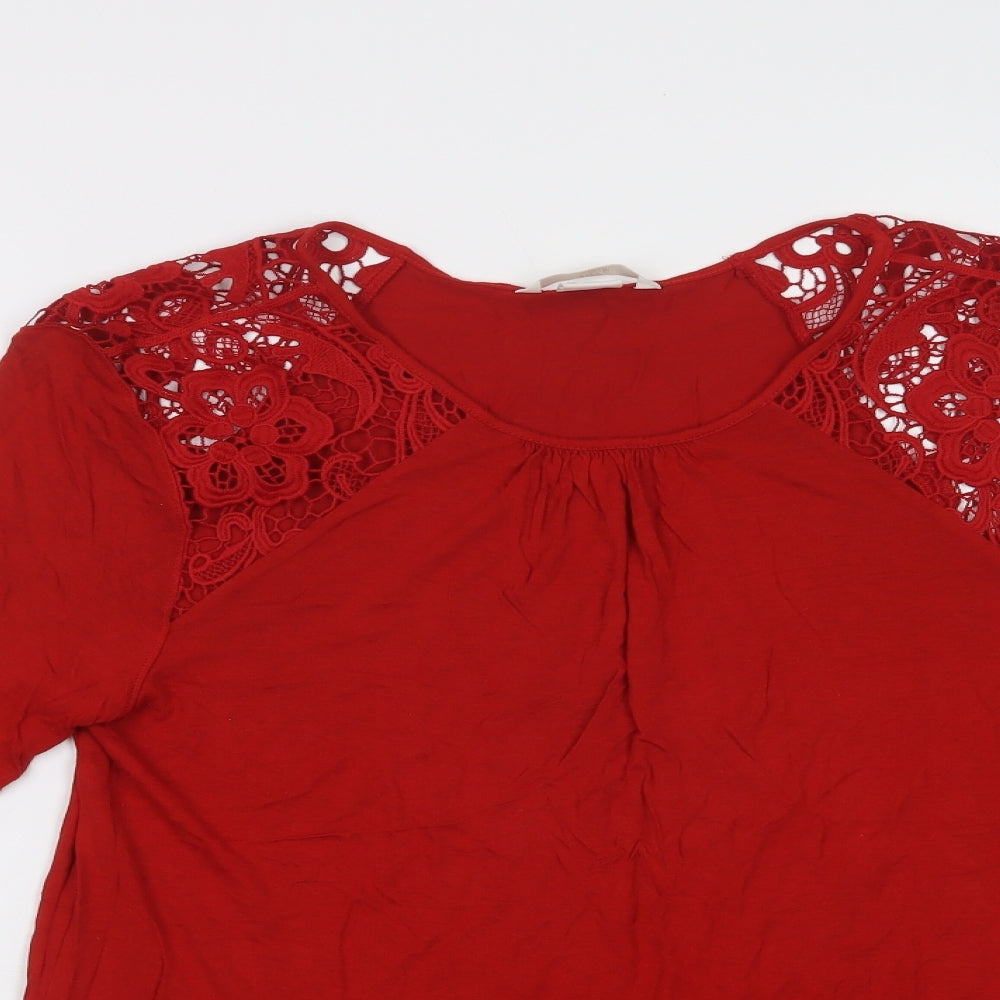 Womens UK Size M H&M Red Basic Blouse