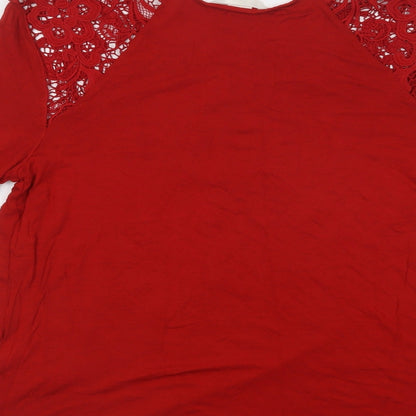 Womens UK Size M H&M Red Basic Blouse