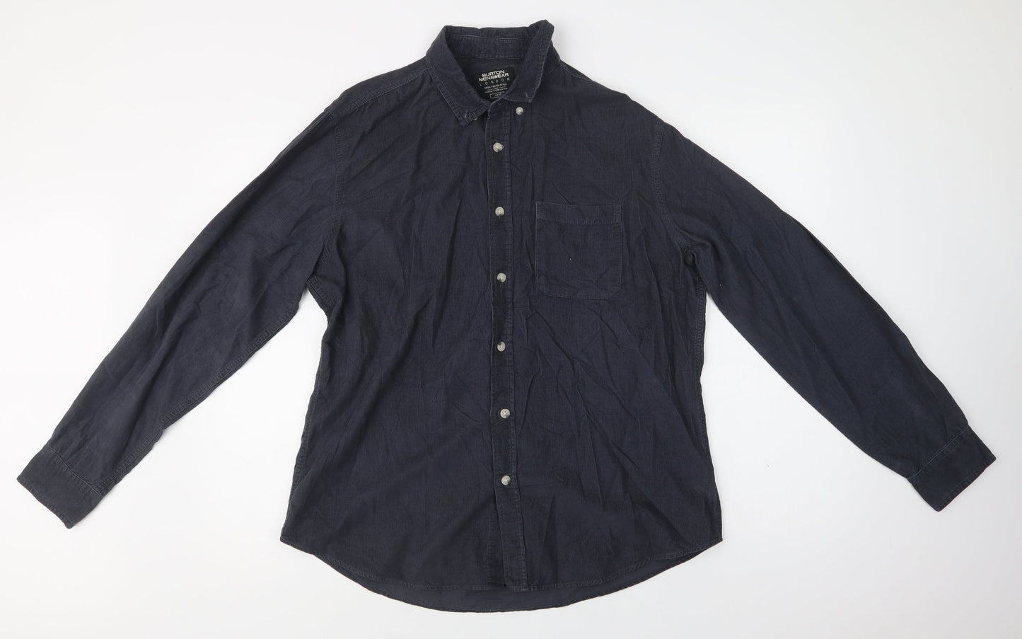Mens UK Size L Burton Blue  Button-Up Long Sleeve Casual Shirt
