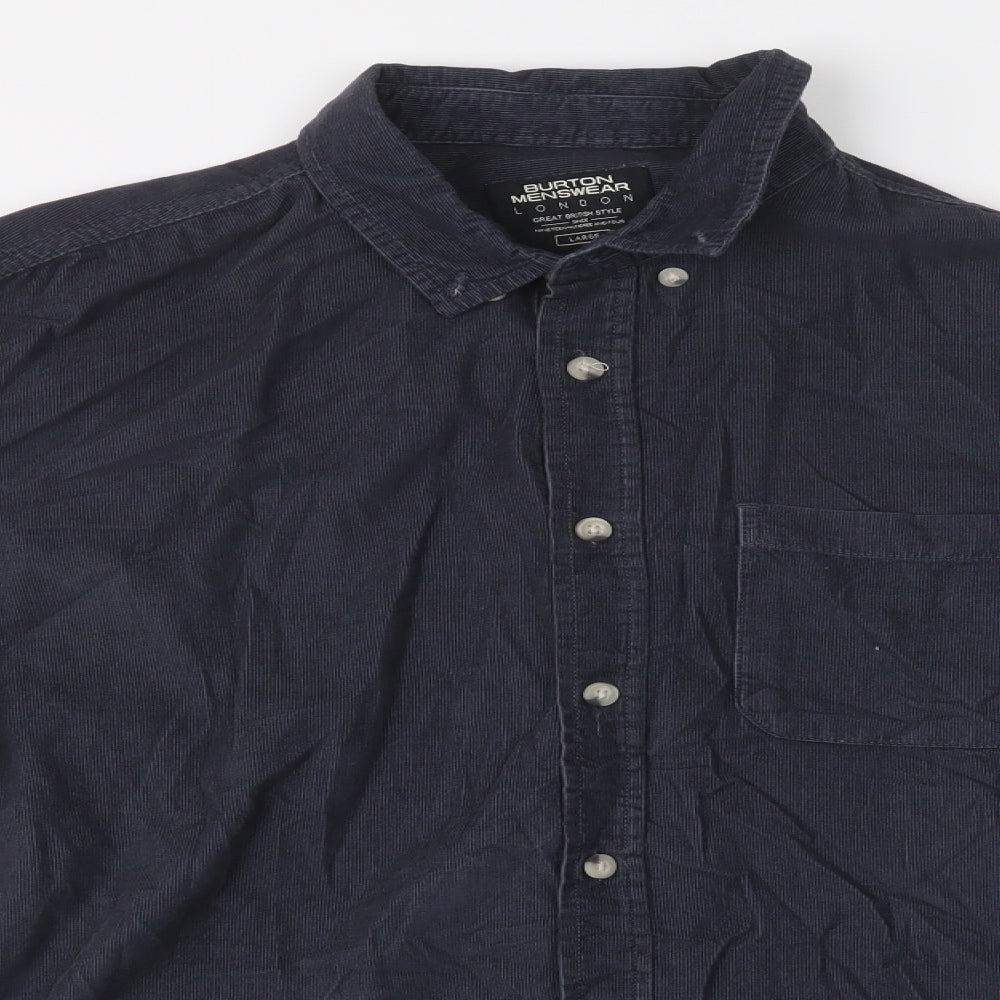 Mens UK Size L Burton Blue  Button-Up Long Sleeve Casual Shirt