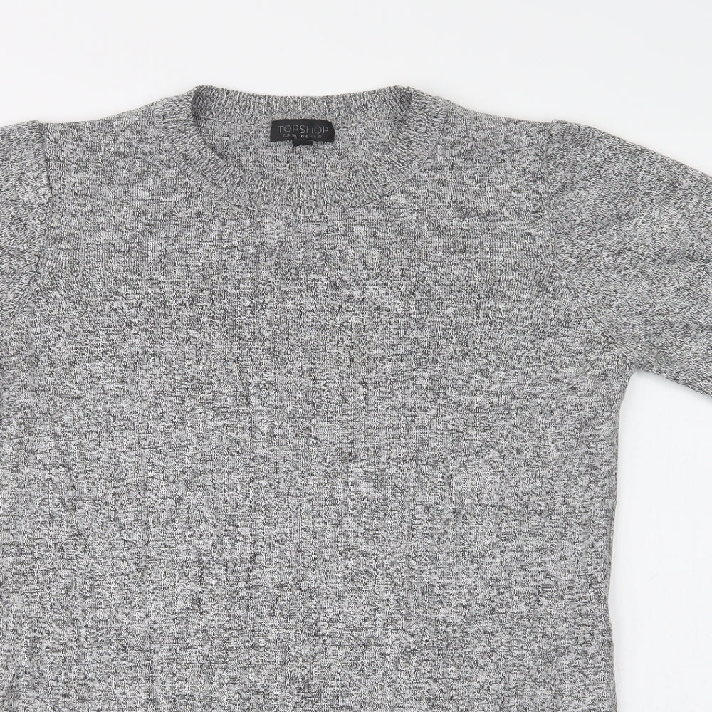 Womens UK Size 10 Topshop Grey Tunic Blouse