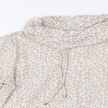 F&F Womens Beige Animal Print Polyester Top Lounge Set Size S