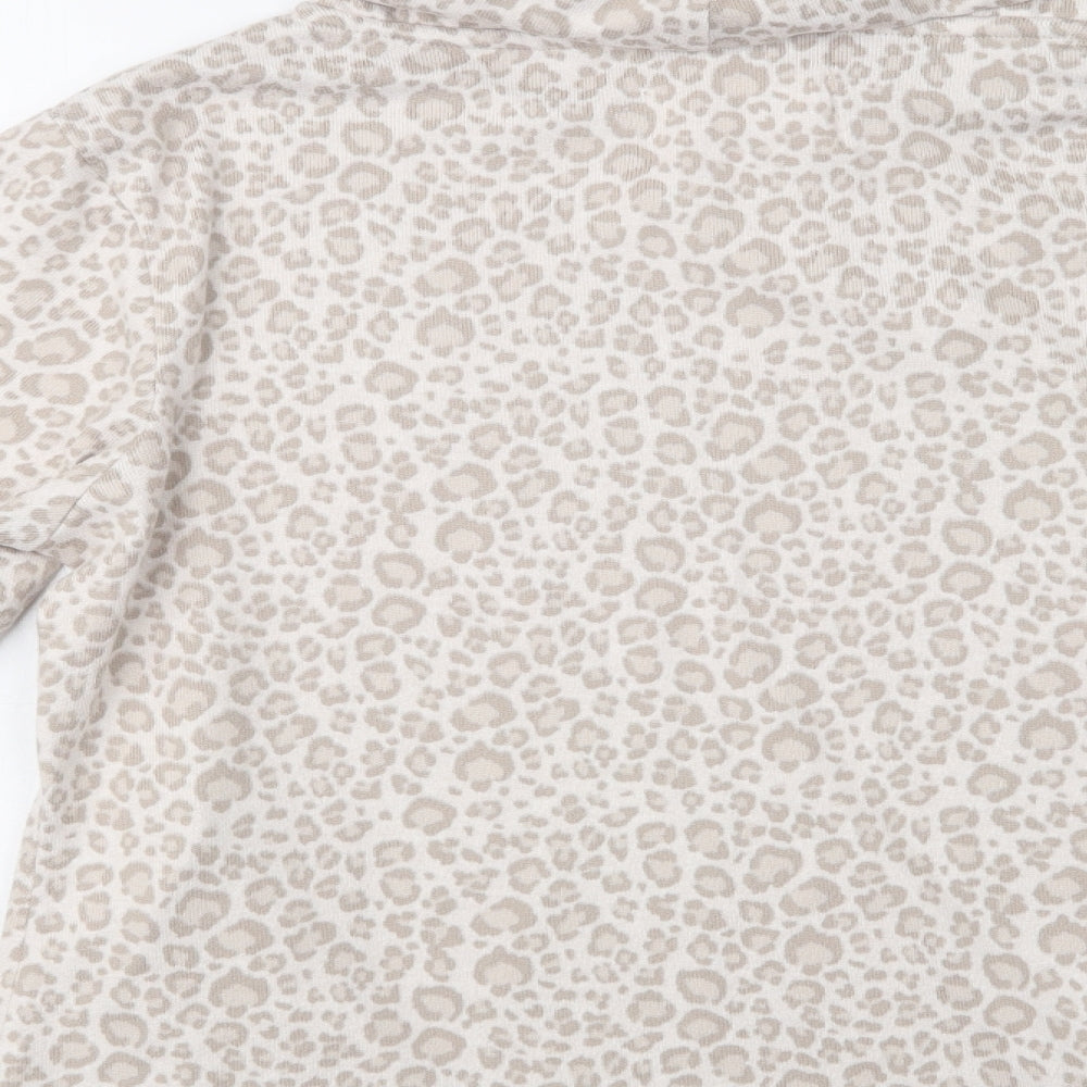 F&F Womens Beige Animal Print Polyester Top Lounge Set Size S