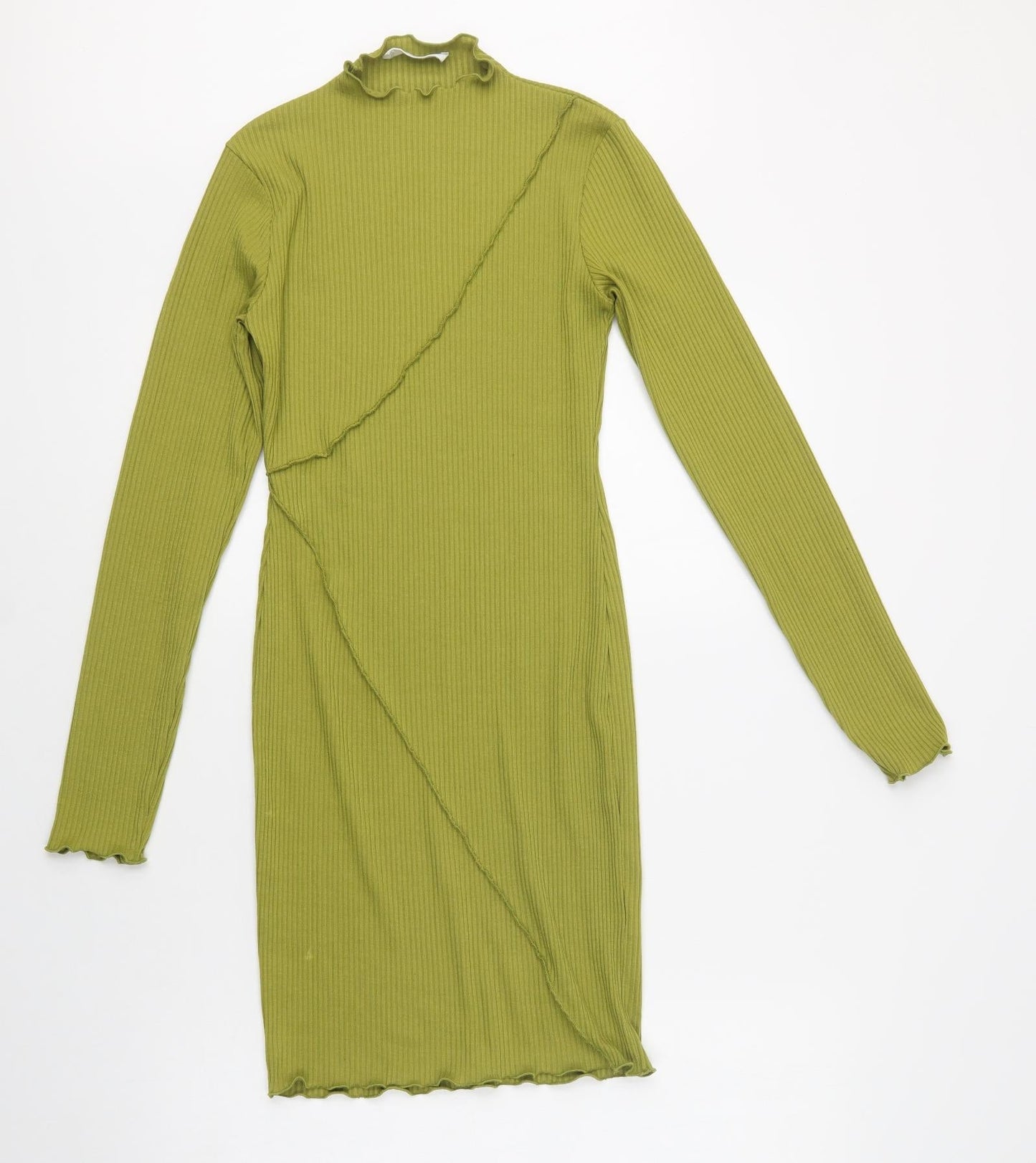 Primark Womens Green  Polyester Bodycon  Size 10  Mock Neck