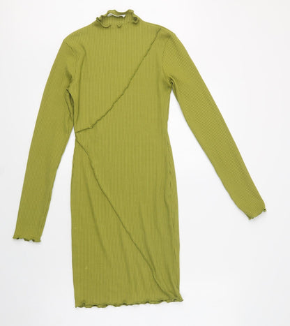 Primark Womens Green  Polyester Bodycon  Size 10  Mock Neck