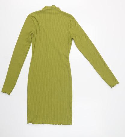 Primark Womens Green  Polyester Bodycon  Size 10  Mock Neck