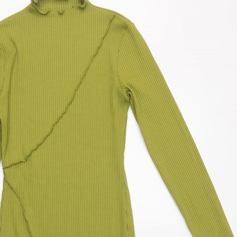Primark Womens Green  Polyester Bodycon  Size 10  Mock Neck
