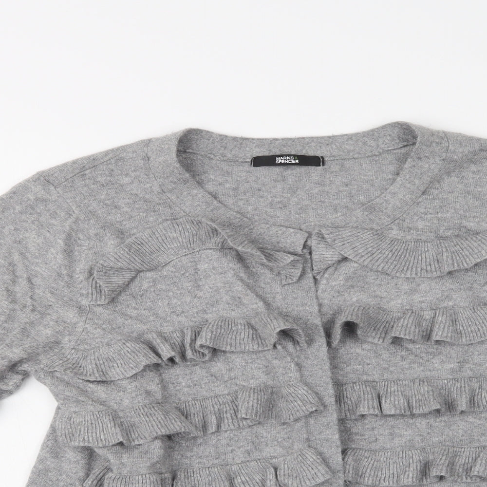 Womens UK Size 14 M&S Grey Cardigan Jumper