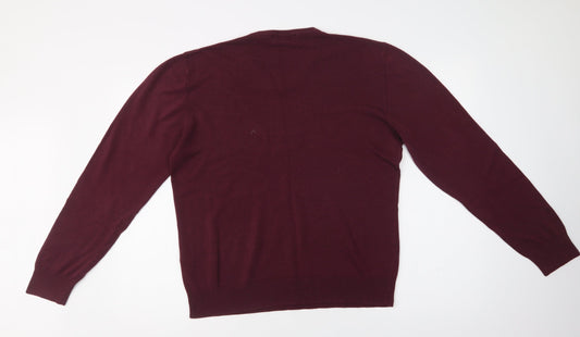M&S Mens Purple V-Neck  Acrylic Pullover Jumper Size L