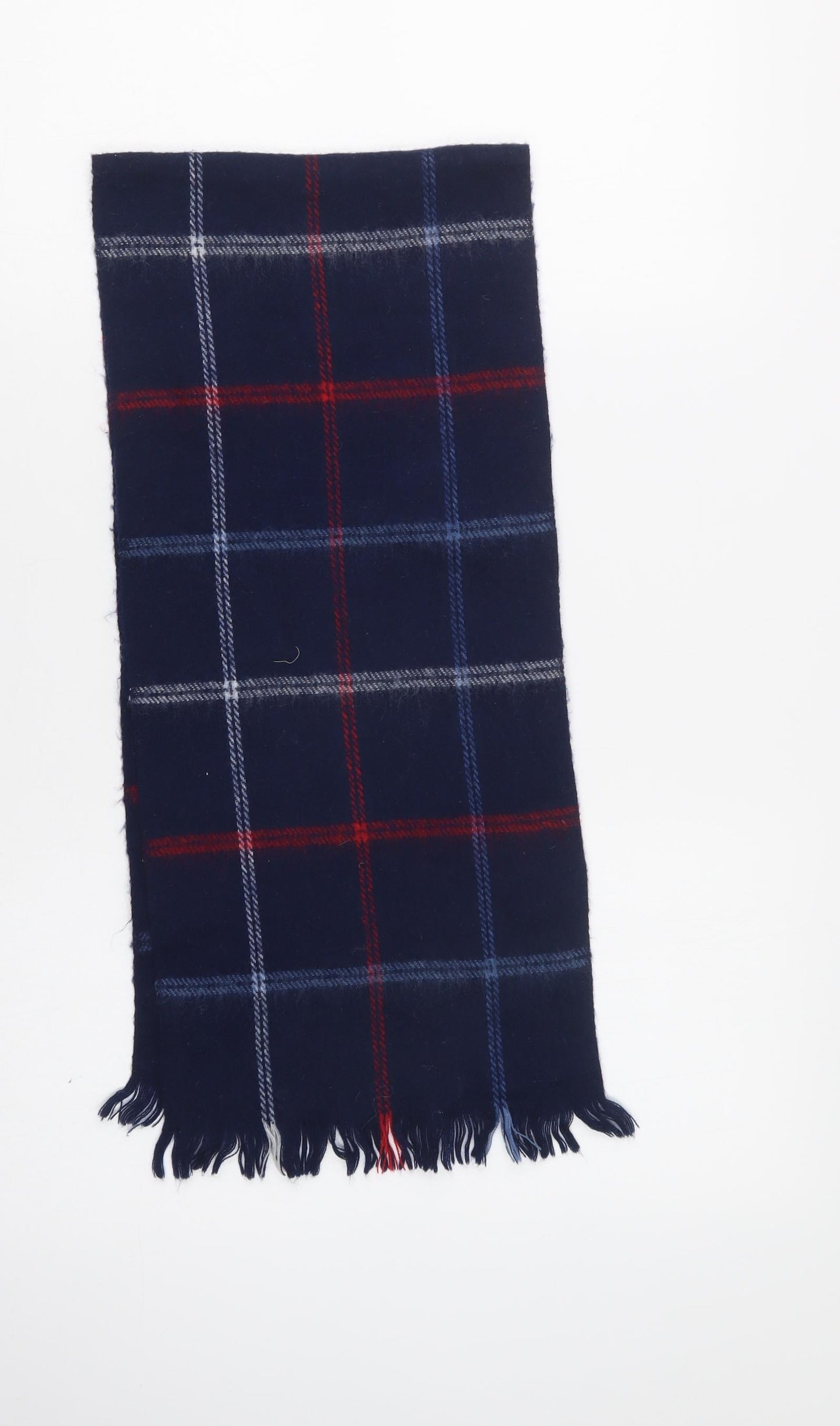 Preworn Boys Blue Check Acrylic Scarf  One Size