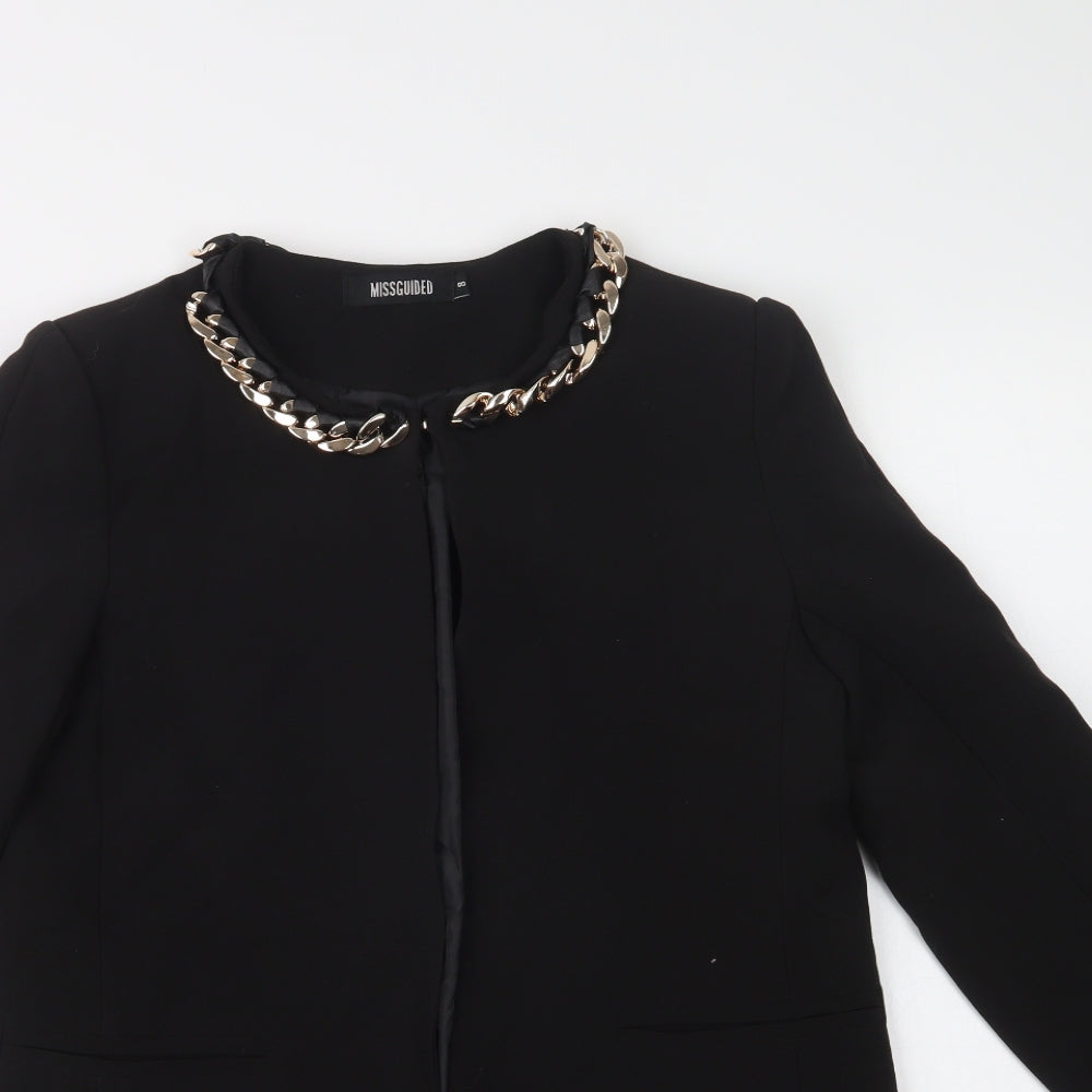 Missguided Womens Black   Overcoat Blazer Size 8  Hook & Eye