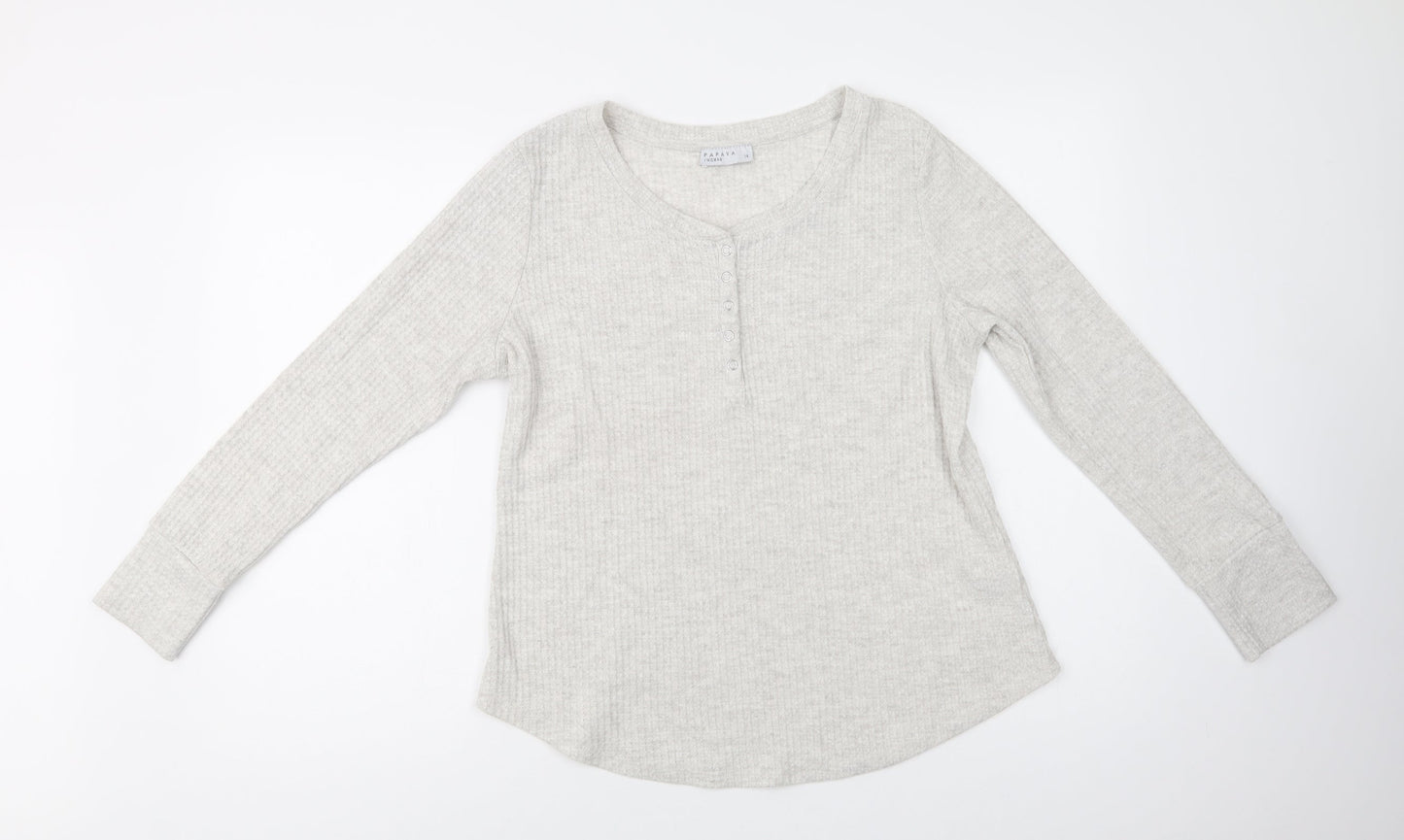 Papaya Womens Grey  Polyester Top Lounge Set Size 14  Button