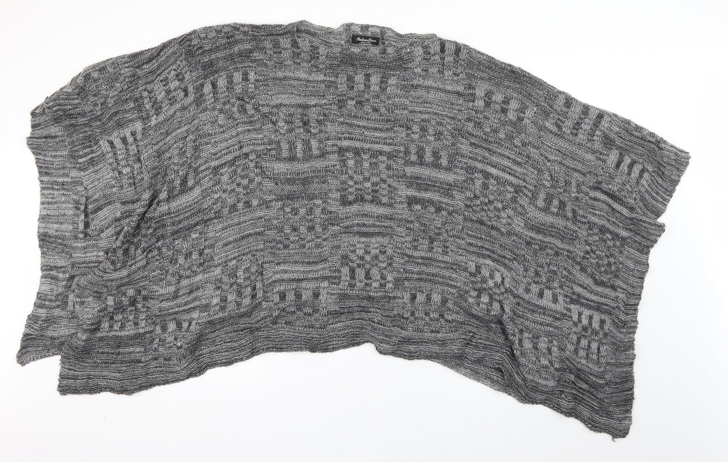 Italian Lines Womens Grey Round Neck  Acrylic Pullover Jumper One Size