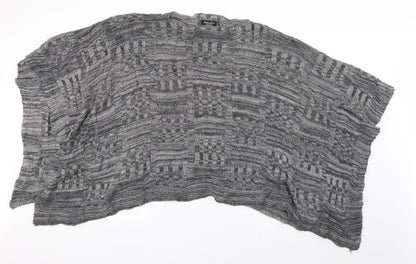 Italian Lines Womens Grey Round Neck  Acrylic Pullover Jumper One Size